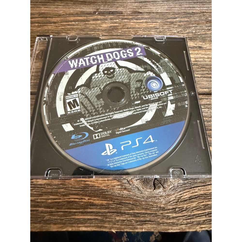 Ubisoft Watch Dogs 2 PS4 Video Game Blu Ray Disc Only Tested Mint Condition